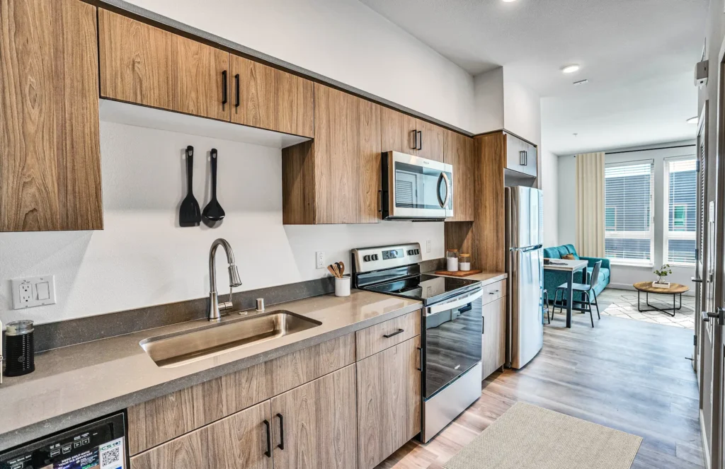 Kitchen facing living room